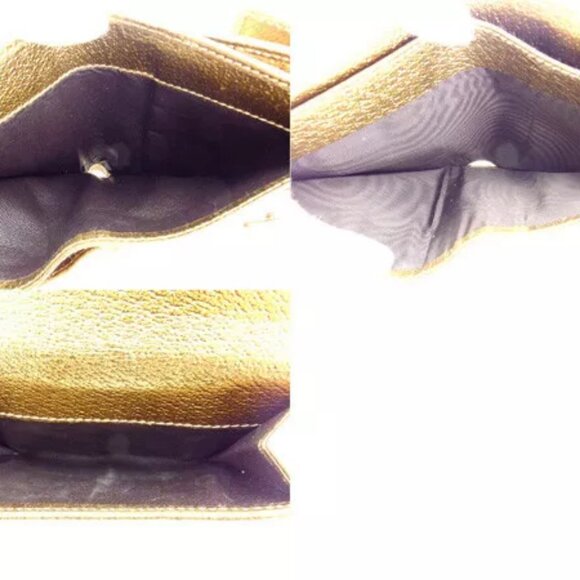 AUTHENTICITY GUARANTEED Gucci Wallet Purse Bifold GG Beige Gold Woman Used
